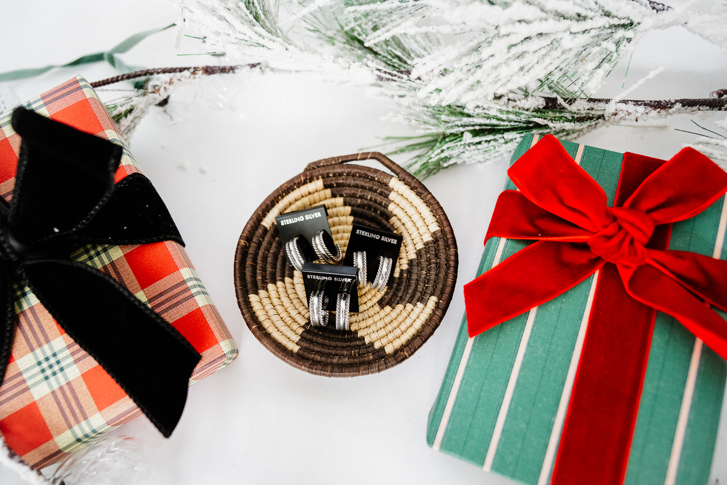 Sterling Rope Border Mini Hoops