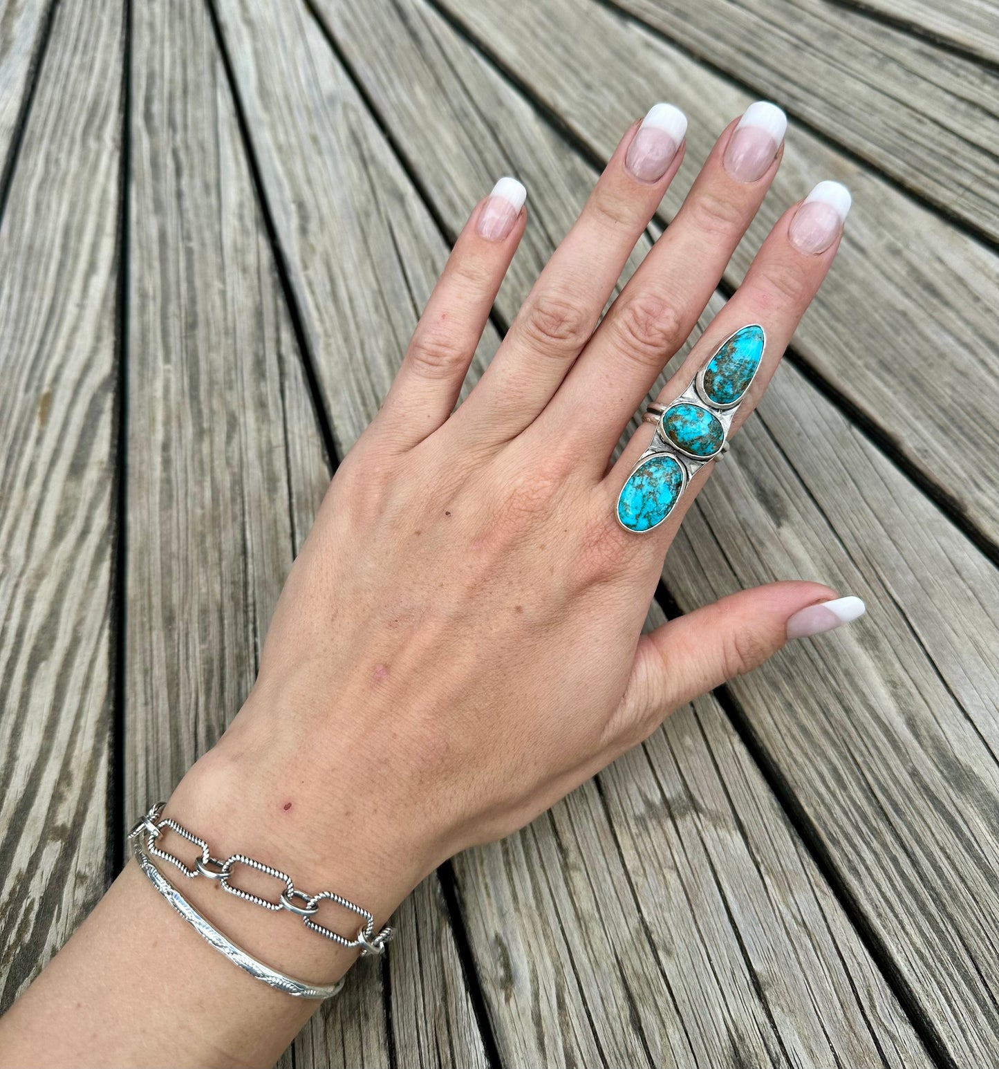 Morenci Turquoise & Sterling Silver Ring // 8.5