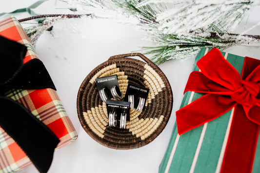 Sterling Rope Border Mini Hoops