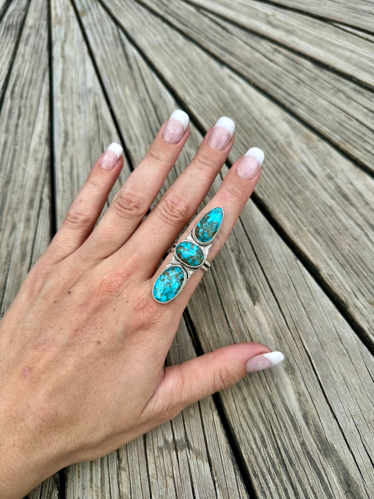 Morenci Turquoise & Sterling Silver Ring // 8.5