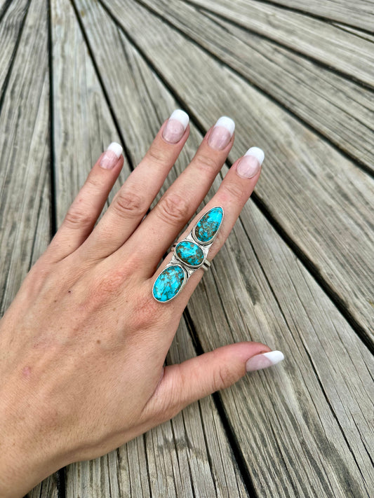 Morenci Turquoise & Sterling Silver Ring // 8.5